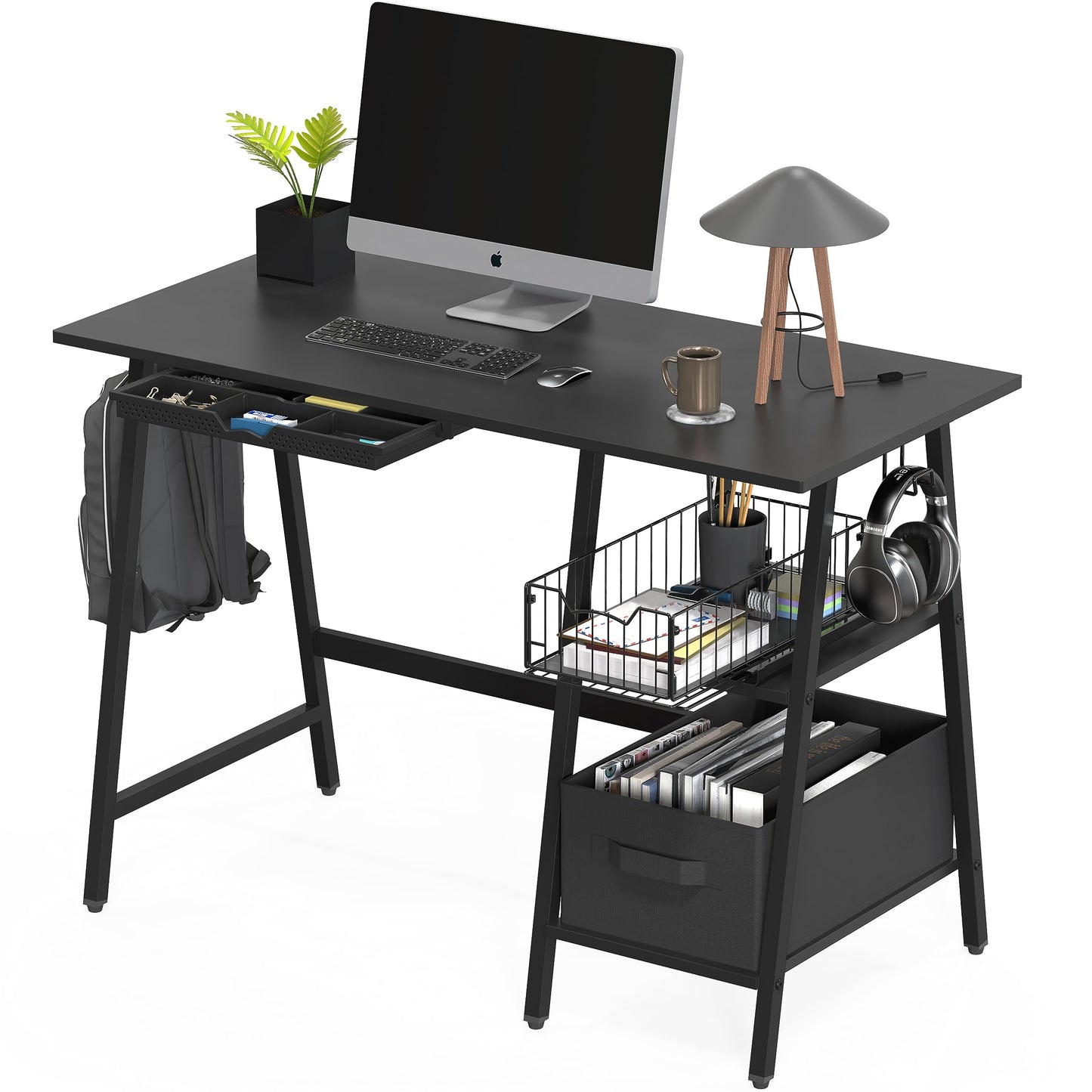 Simple Houseware Pull Out Sliding Basket Cabinet Drawer Organizer for Cupboard Storage, Black