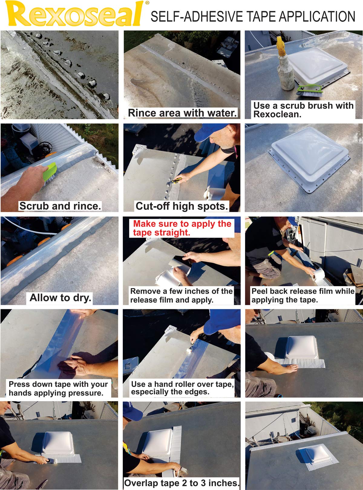 Rexoseal Reinforced Aluminum Backing All-Weather Waterproofing Repair Tape - UV and High-Temperature Resistant Tape - Includes Free Hand Roller - Silver, 6 inch x 50 feet