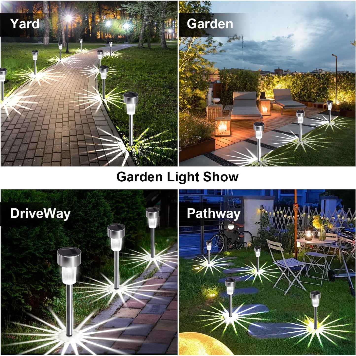 Fohil Solar Garden Lights, 12 Pack Solar Pathway Lights Waterproof, Solar Powered Outdoor Lights, Solar Landscape Lighting Lights for Outside Yard Driveway Walkway Lawn Patio Decor Cool White