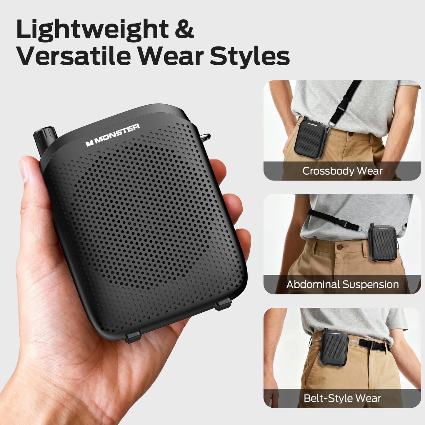 Monster Phonic 20 Voice Amplifier, 15W Portable Voice Amplifier for Teachers, Bluetooth PA Speaker with Wired Microphone, Portable Speaker with Microphone for Classroom, Teaching, Speaking