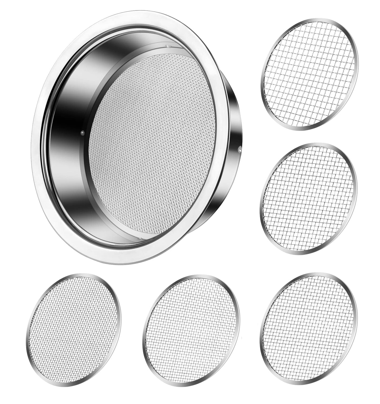 Bonsai Soil Sifter Set for Gardening - Soil Sieve with 5 Interchangeable Mesh (0.04in, 0.12in, 0.2in, 0.27in, 0.35in), Garden Sifting Screen for Dirt, Sand, Rock, Filtration, Compost and Bonsai