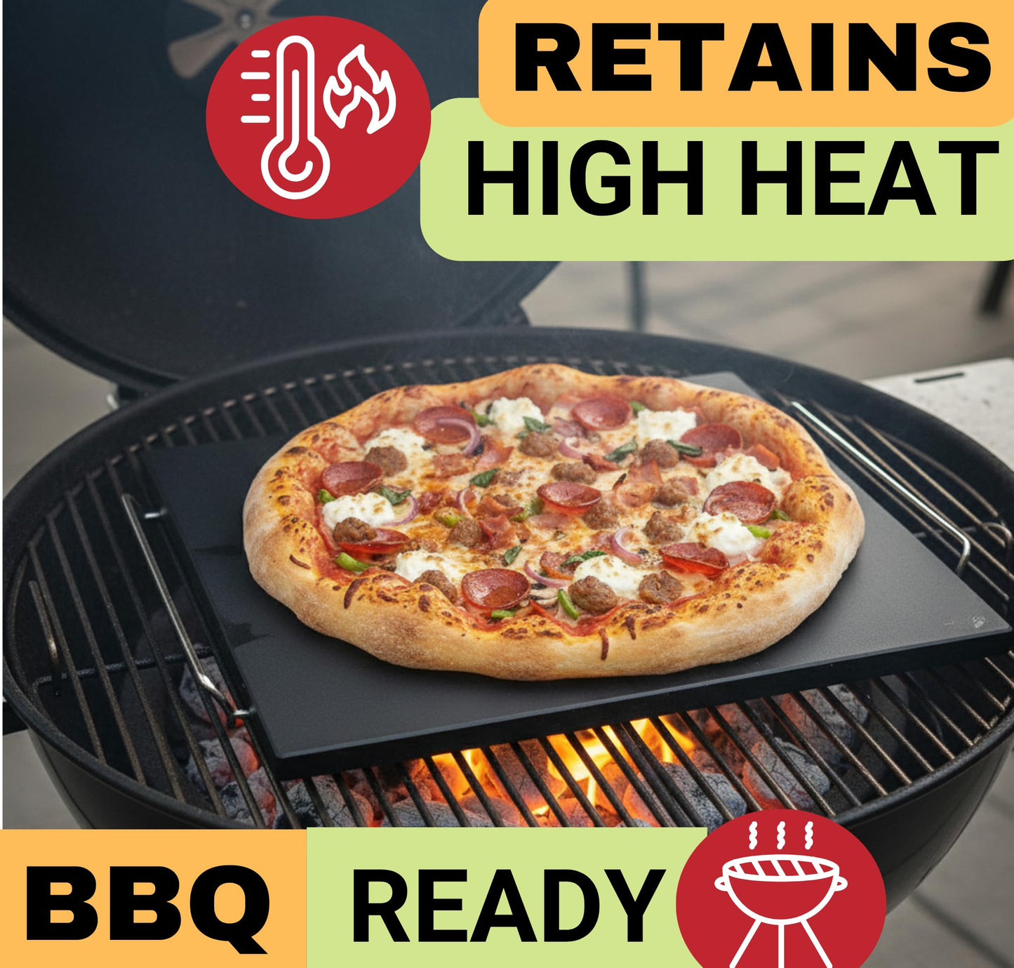 Non-Stick Easy Clean Pizza Stone - 15 inch Pizza Stones for Oven and BBQ - 5PCS Pizza Making Accessories, Ceramic Grill Stone with Handles, Wooden Pizza Peel, Pizza Cutter, Dough Tool - Pierre a Pizza