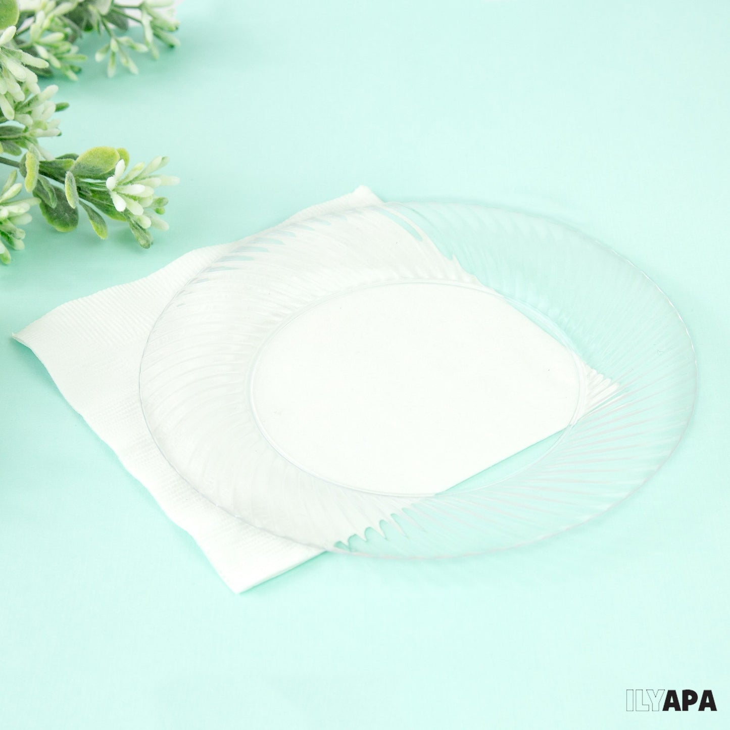 100 Premium Clear Plastic Plates for Party or Wedding - 6 Inch Fancy Disposable Plastics Plates