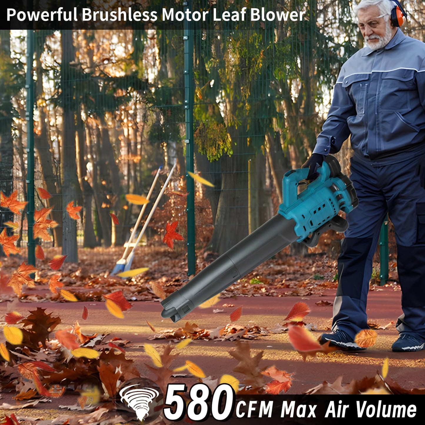 Cordless Leaf Blower for Makita 18V Battery, 580CFM 450MPH Electric Leaf Blower, Brushless Motor Lightweight Handheld Leaves Blower for Lawn Care, Patio, Snow, Dust, Leaves (Battery NOT Included)