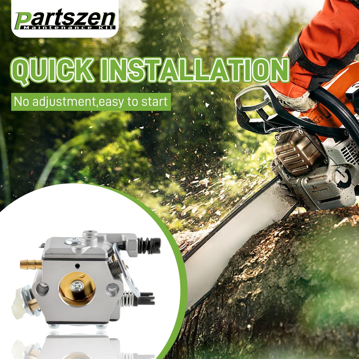 partszen Carburetor Ignition Coil with Air Filter Spark Plug for Husqvarna 51 55 Husq-varna 50 51 51EPA 55 55EU1 55Rancher 55EPA 55 Rancher EPA ChainsawChainsaw WT-170-1 WT-170 503281504 Engine
