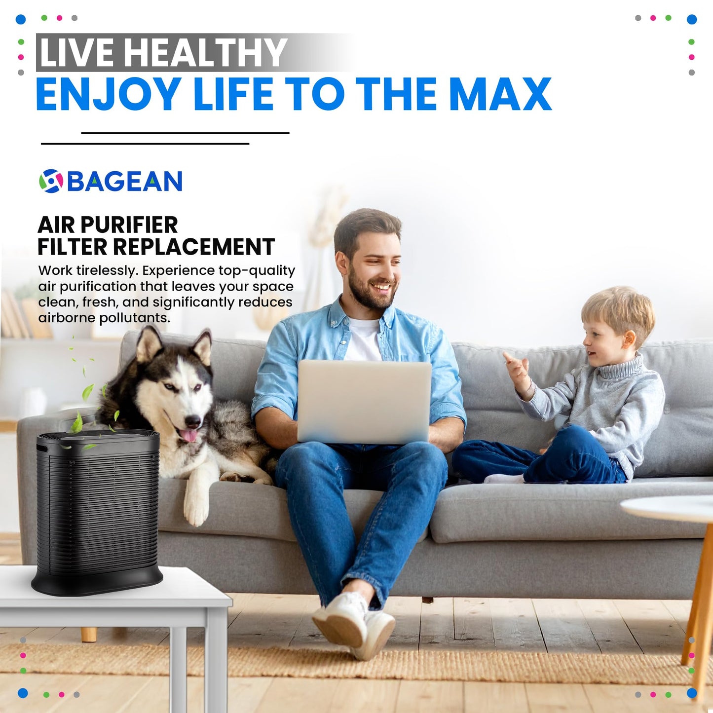Bagean HPA300 Filter R Compatible with Honeywell Air Purifier Filter Replacement - HRF R3 A Fits HPA5300B - H13 True HEPA with Carbon Filters 99.98% Particles & Purifies Air (3 HEPA + 6 Carbon)