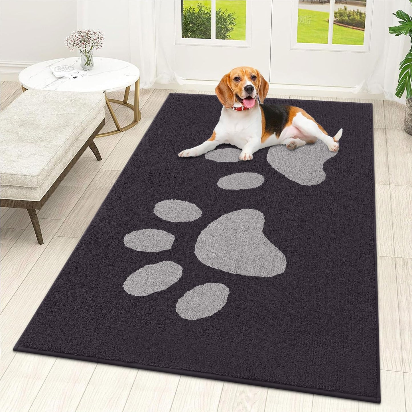 Arotive Indoor Door Mat, 36" x 59" Absorbent Dirt Resist Washable Front Back Door Mat, Non-Slip Low-Profile Dog Paws Entrance Doormat, Durable Inside Floor Mats for Entryway, Dark Grey