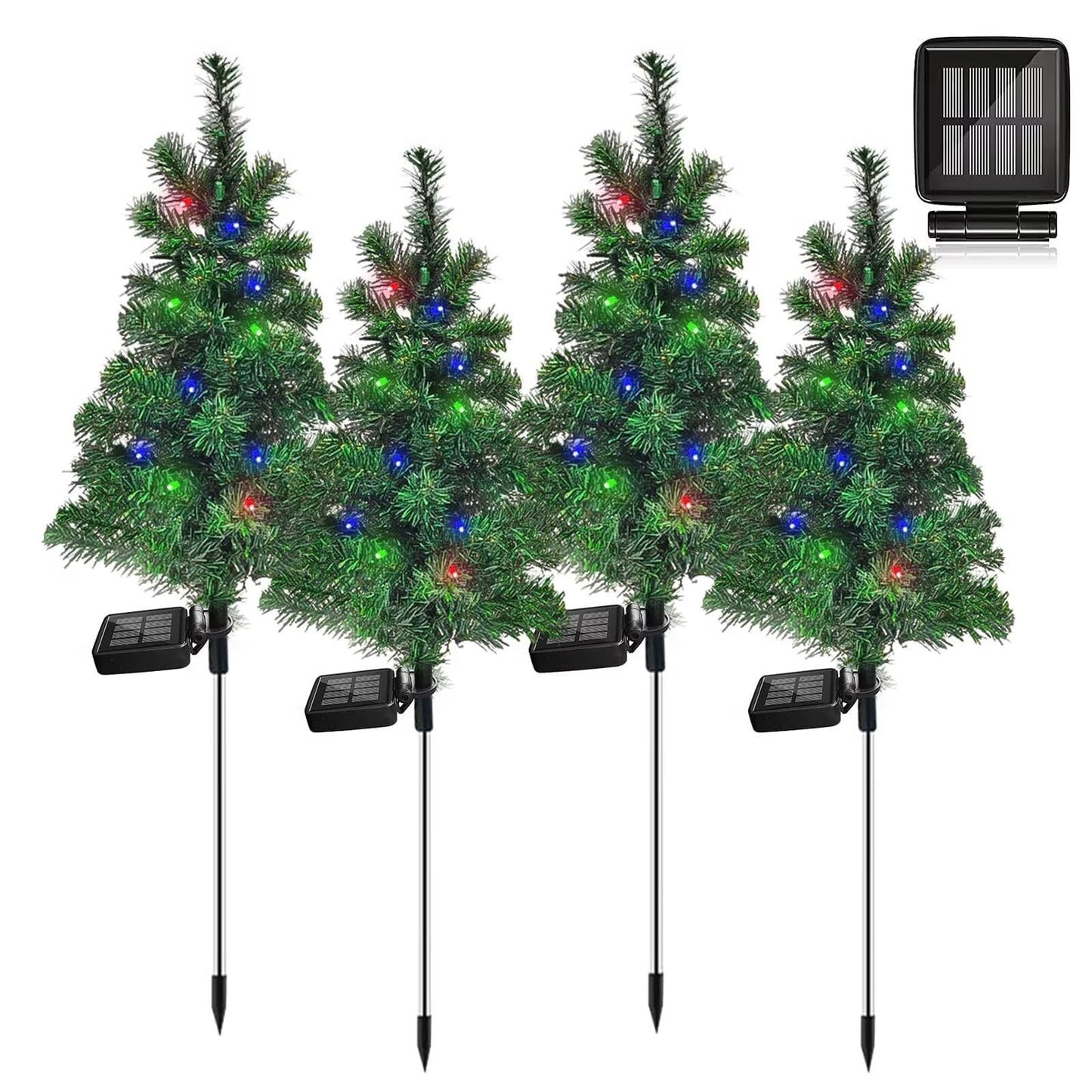 4PCS Solar Christmas Tree Garden Stake Lights Waterproof Christmas Decorations Tree Lights Outdoor Xmas Tree Light Christmas décor Pathway Lights Patio Yard(4PCS)