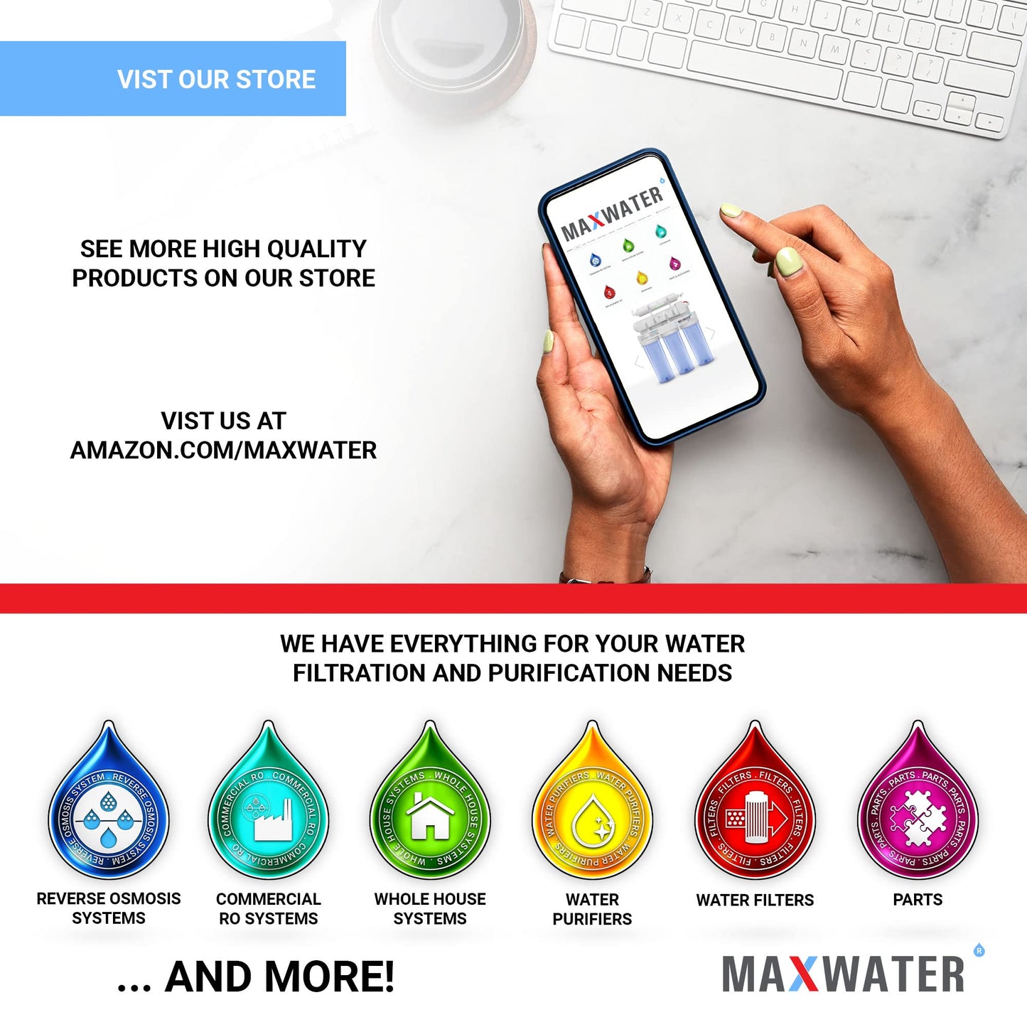 Max Water 10 Micron 10 x 4.5 Pleated Sediment Water Filter, Washable Replacement Cartridge for 10" BB Whole House Systems Compatible with R50-BBSA, FXHSC, WFHDC3001, W50PEHD, GXWH40L (4 Pack)