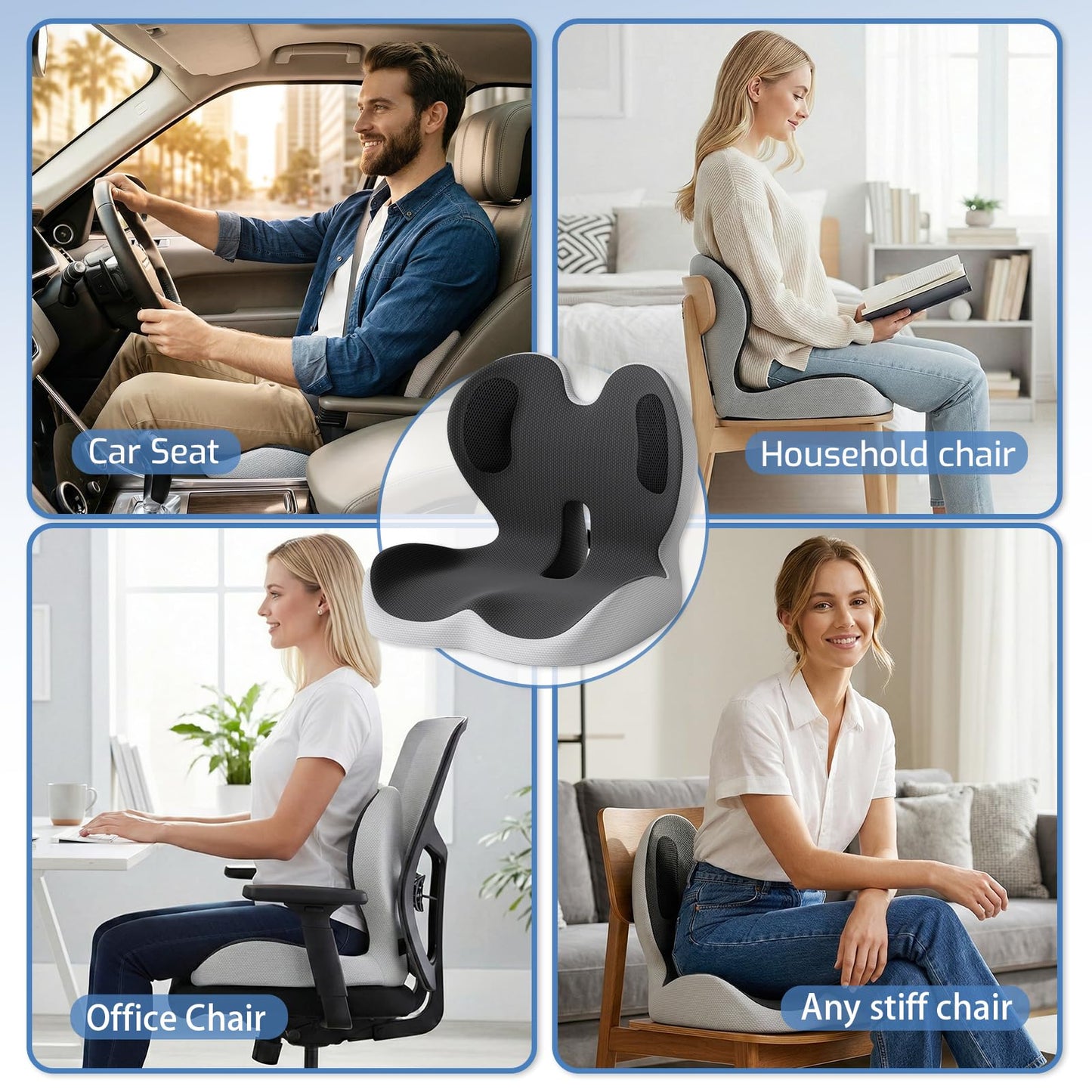 ECONVCE Memory Foam Seat Cushion,Car Chair Cushion with Lumbar Support,Ergonomic Seat Cushion for Sciatica,Back Pressure Pain Relief for Office,Car,Truck