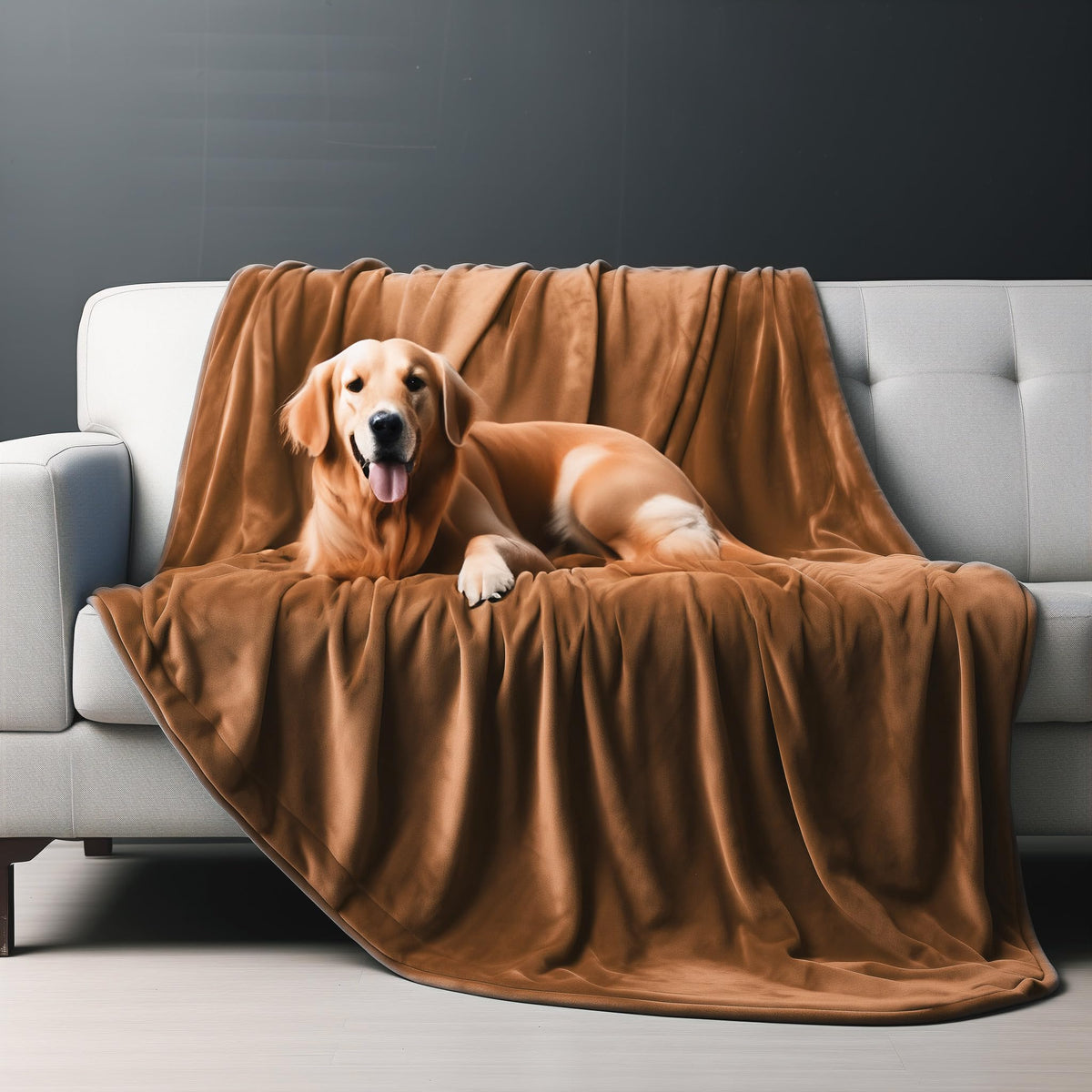 Waterproof Throw Blanket – Leakproof, Spill-Proof Flannel Dog Blanket for Bed, Couch, Kids & Pets Protection, Reversible Water-Proof Design (Velvet Brown & Twilight Blue, 40x60)