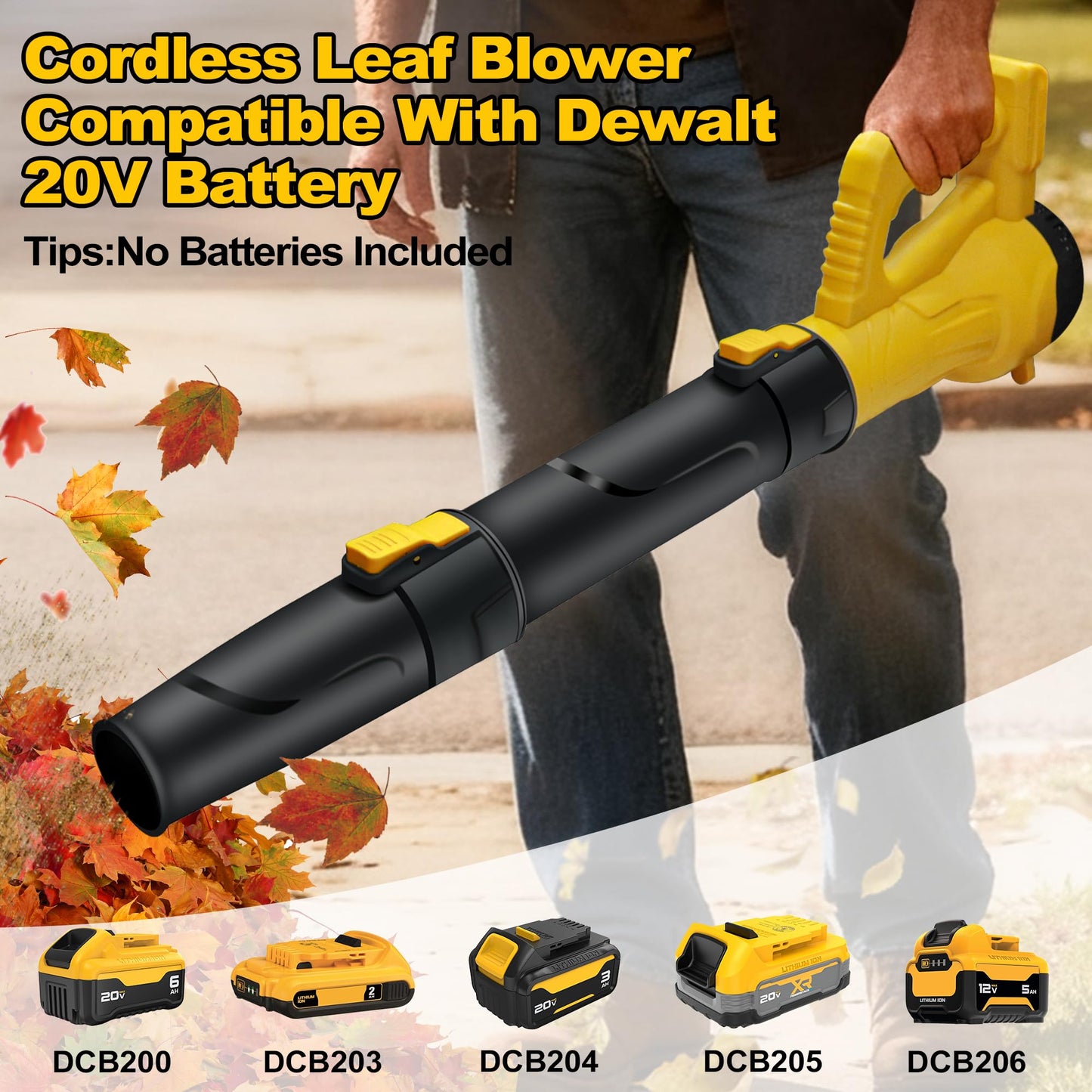 Cordless Leaf Blower Compatable with Dewalt 20V Battery.500CFM Brushless Electric Blower,Variable Speed, Turbo Mode, Leaf Blowers for Driveway & Yard
