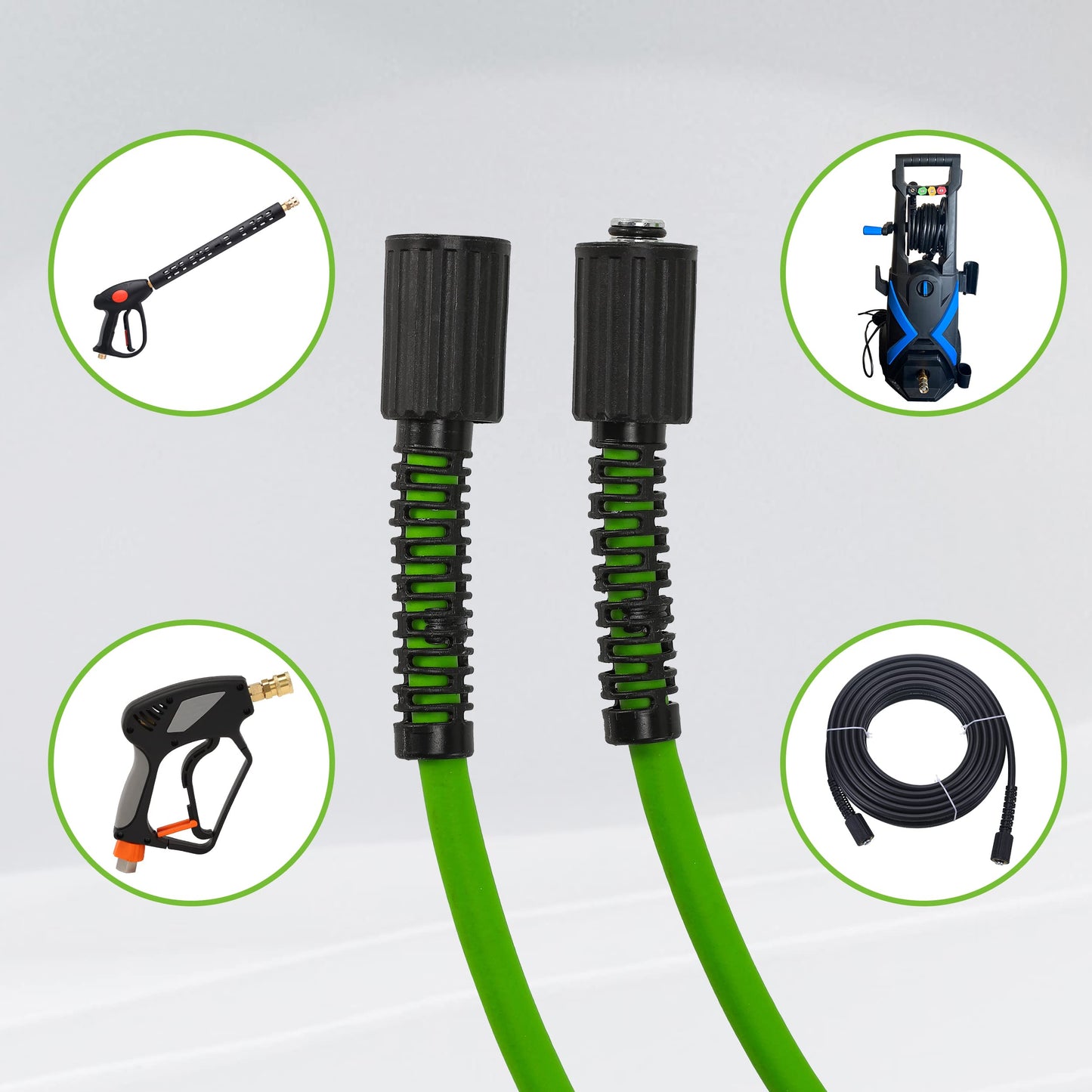 PWACCS Pressure Washer Hose for Power Washer – 3600 PSI Kink Resistant Pressure Washing Extension Hose 50 FT x 1/4" – Universal Electric Power Wash Hose for Replacement – Compatible with M22 Fittings
