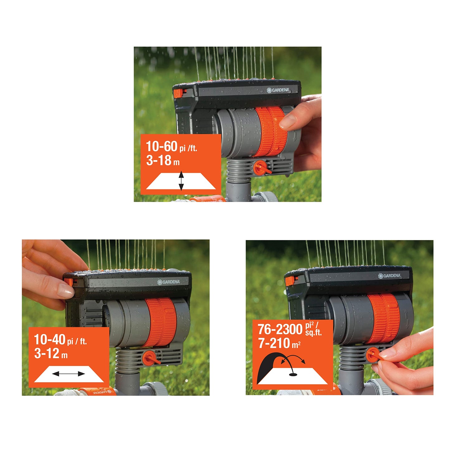 Gardena N83-SZMXFP Frost-Proof ZoomMaxx Oscillating Sprinkler on Spike, 2,300 Sq. Ft. Coverage, Spike Base for Flexible and Precise Watering, Includes Waterstop Quick Connector, Made in Germany