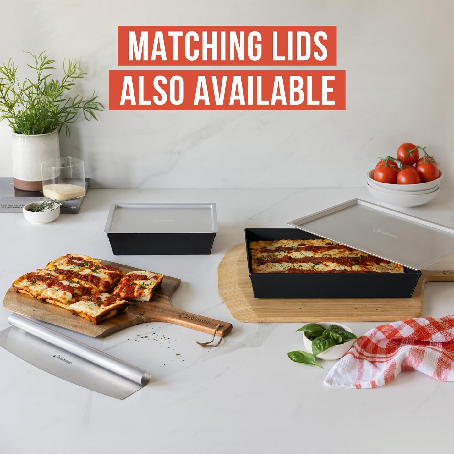 Chef Pomodoro Detroit Style Pizza Pan, 14 x 10-Inch, Hard Anodized Aluminum, Pre-Seasoned Bakeware Kitchenware