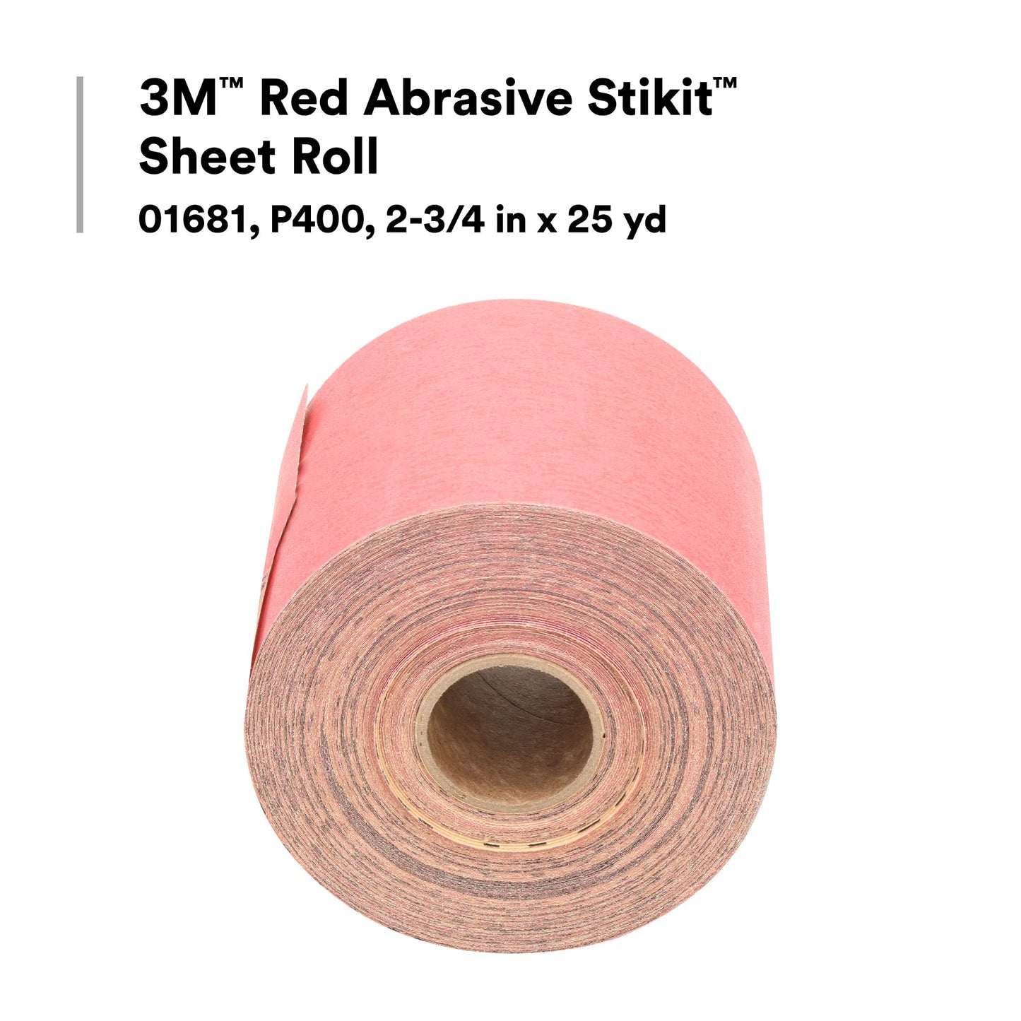 3M 01681 Stikit Red 2-3/4" x 25 Yard P400 Grit Abrasive Sheet Roll