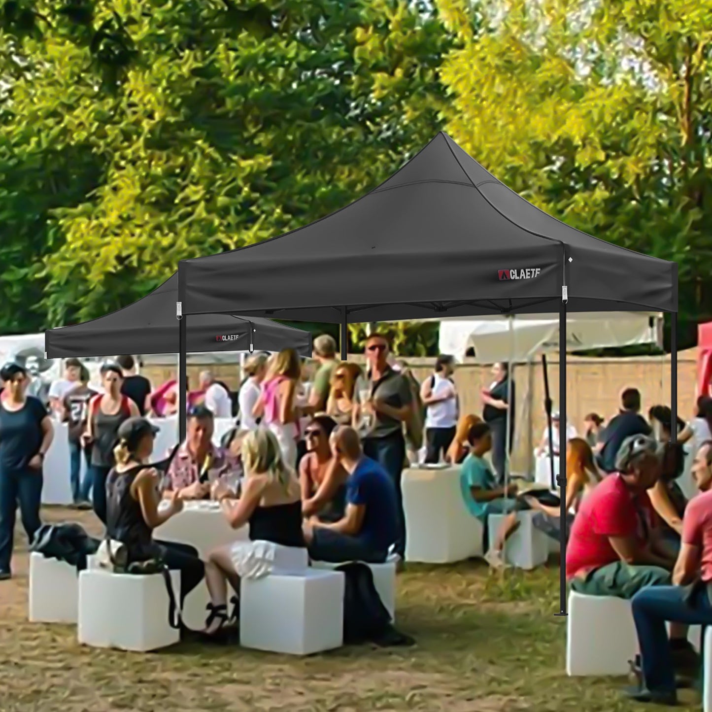 CLAETF 10x10 Canopy Replacement Top for Pop Up Canopy Tent - 4 Drainage Holes,10x10ft Canopy top Suitable for Most of the Standard Canopy(top only, Black)