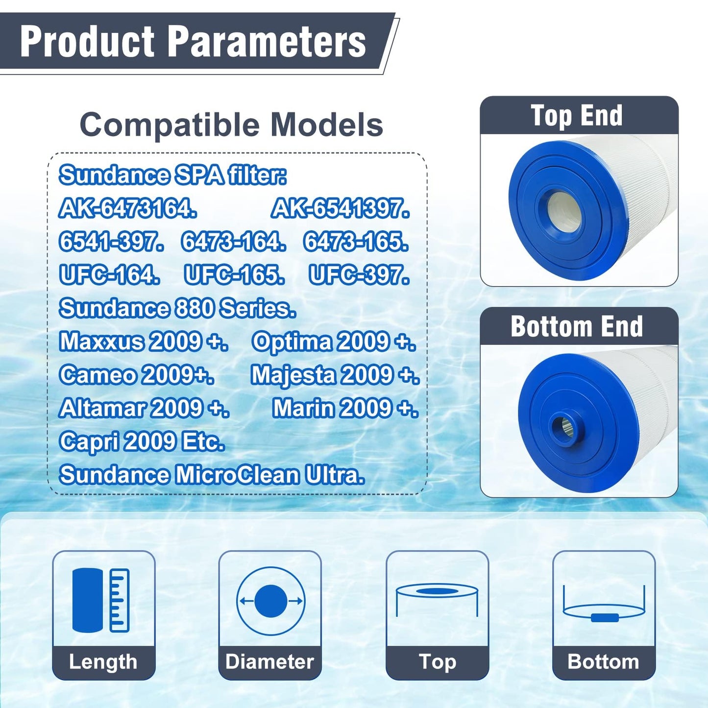 6541-397 Pool Spa Filter Compatible with Sundance Spa Filter 880 Series, with Outer Filter 6473-165 and Inner Filter 6473-164, Filbur FC-2772, Darlly 80802, Baleen AK-80802 Hot Tub Filter Replacement