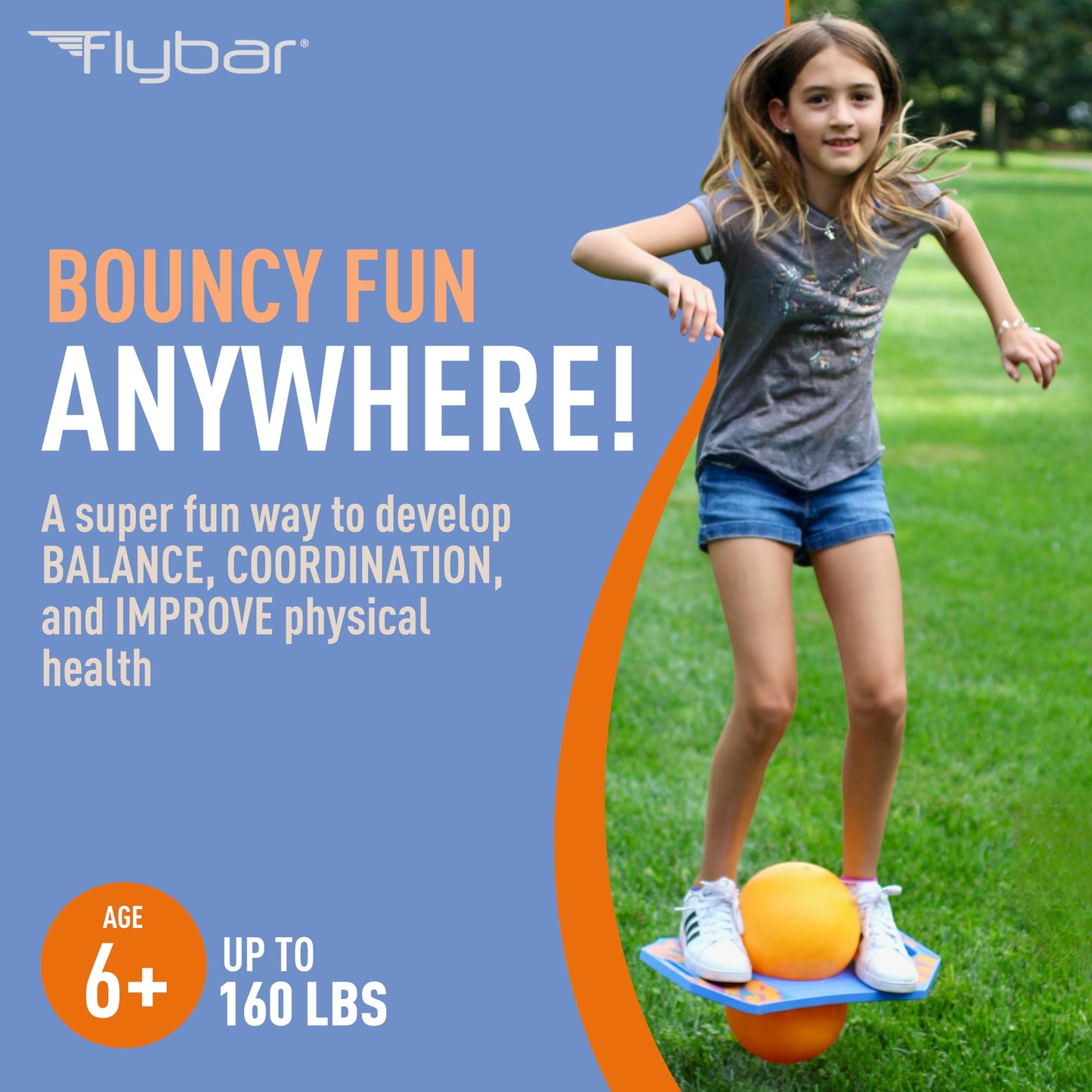Flybar Pogo Trick Ball for Kids – Balance Bounce Board with Anti-Slip Deck – Pump Included - Indoor & Outdoor Toys for Boys and Girls Fun Way to Reduce Screen Time Supports up to 160 lbs – Ages 6+