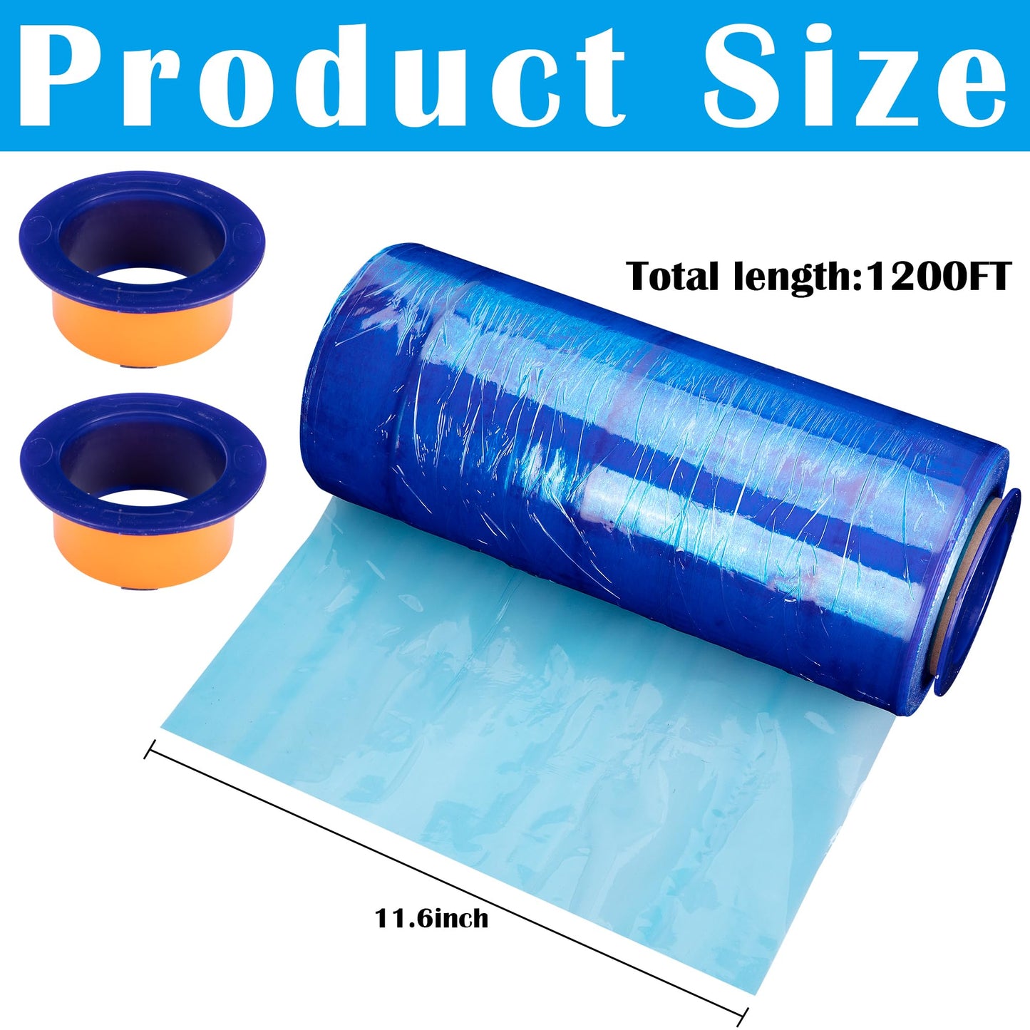 Watayo 1200 Ft Winter Pool Cover Seal for Above Ground Pools- Good Air-Tightness Pool Cover Seal Wrap- Shrink Film Stretch Film Wrap for a Variety of Pools to Keep Clear (Blue)