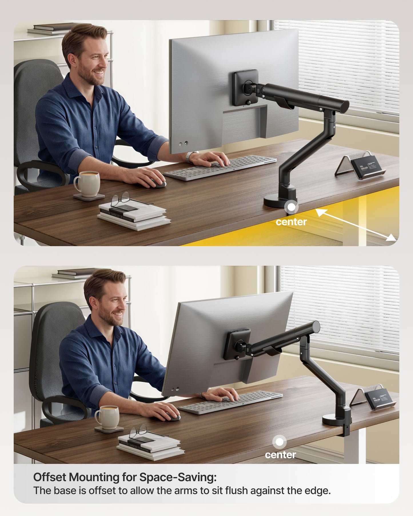 monTEK Single Monitor Arm for 17-40 Inch Screens, Heavy Duty Full Motion Monitor Mount Up to 26.4bs, Aluminum Monitor Stand with VESA 75/100mm, C-Clamp/Grommet Base for Curved Screens, MA1010BK
