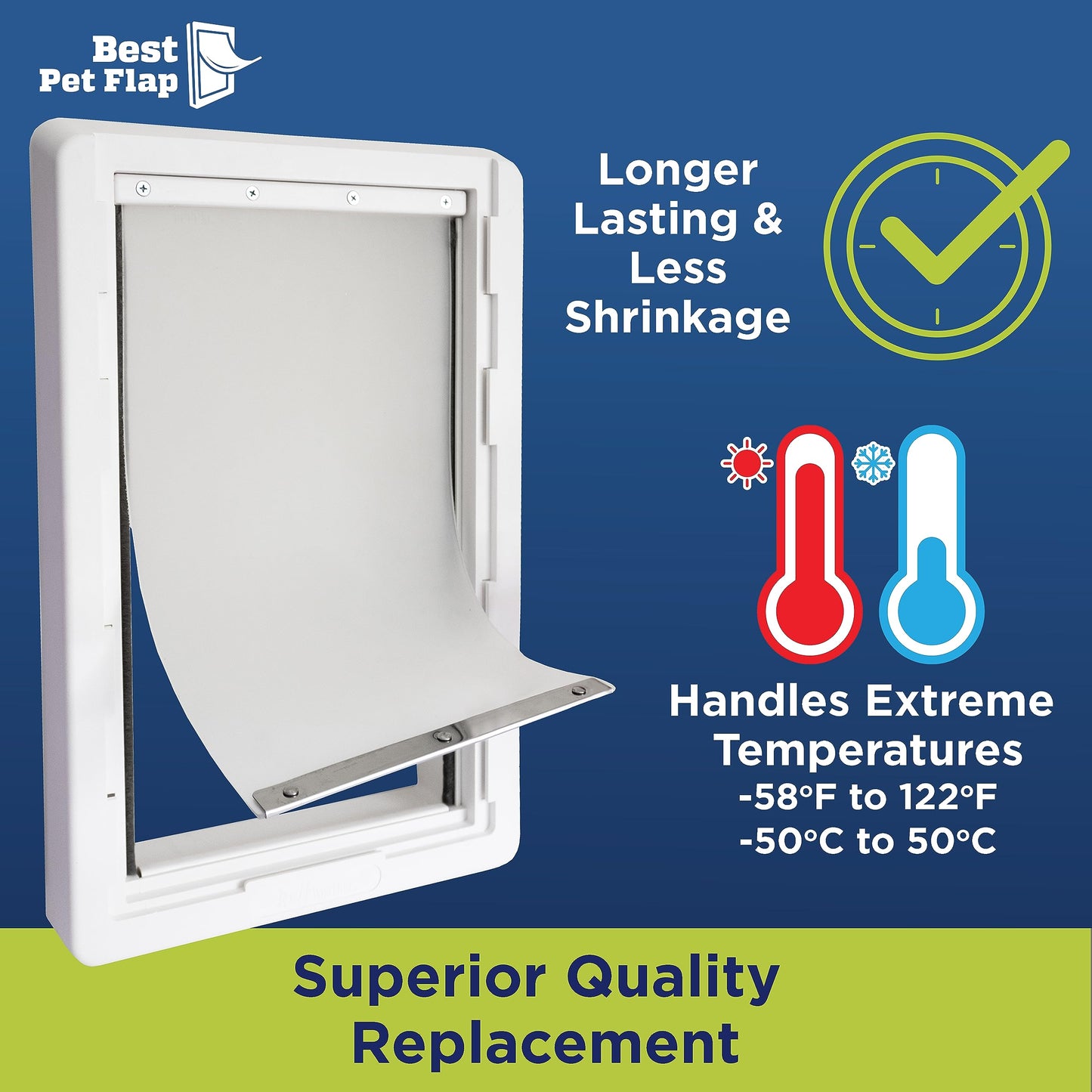 Best Pet Flap XLDog Door Replacement Non PVC Flap Compatible with Ideal Pet Products Ruff Weather DSRWX RWRFXL 9.75'' x 17'' Longer Lasting, Energy Efficient, Less Shrinkage, BPA Free