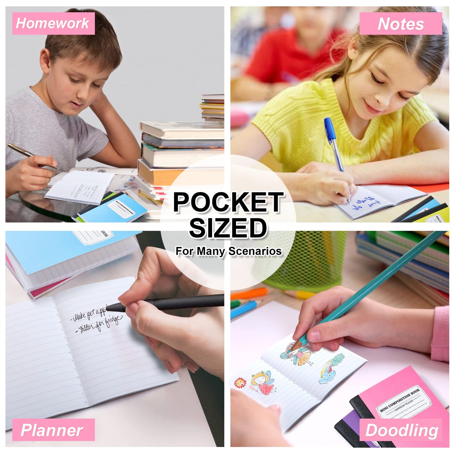 feela 30 Pack Mini Composition Notebook Bulk, Cute Pocket Composition Note Pad, Small Journal Notebooks for Students College School Supplies, 4.5" X 3.25", Narrow Ruled, 5 Pastel Colors