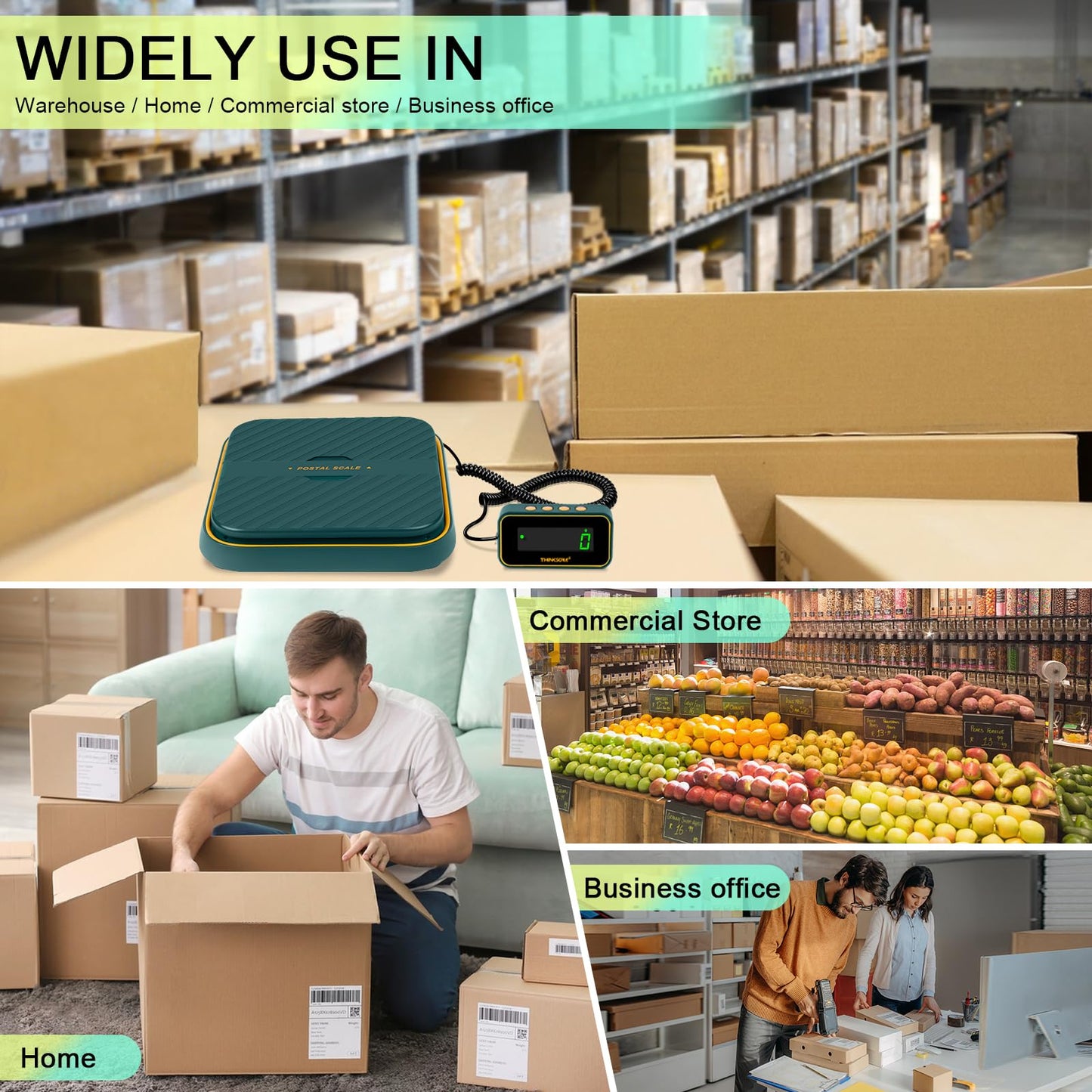 THINKSCALE 86lb Shipping Scale, 0.1oz Precision | Tare, Hold & Foldable Mail Holder | for E-Commerce, Small Business & Parcels | Battery & Type-C Charging