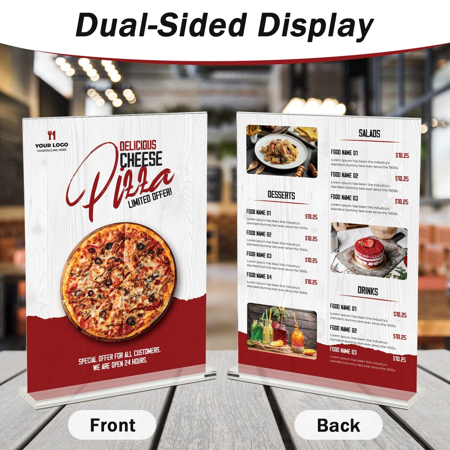 8 Pack Acrylic Sign Holder 8.5 x 11 Vertical, Clear T Shape Table Menu Display Stand, Multi-function Plastic Double-Sided Paper Picture Frames Flyer Document Holder for Displaying