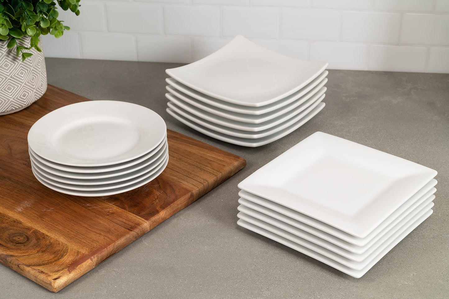 Simply Coupe Square Dish 6'' Appetizer Plate, Set of 6