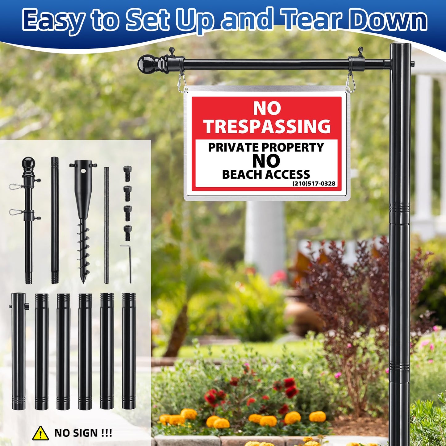 Real Estate Sign Posts, 7FT Tall Metal Real Estate Sign Posts for Sale Yard Signs Up to 24 Inch, Waterproof Home and Open House for Sale Holder, Commercial Grade Outside Yard Sign, NO SIGN
