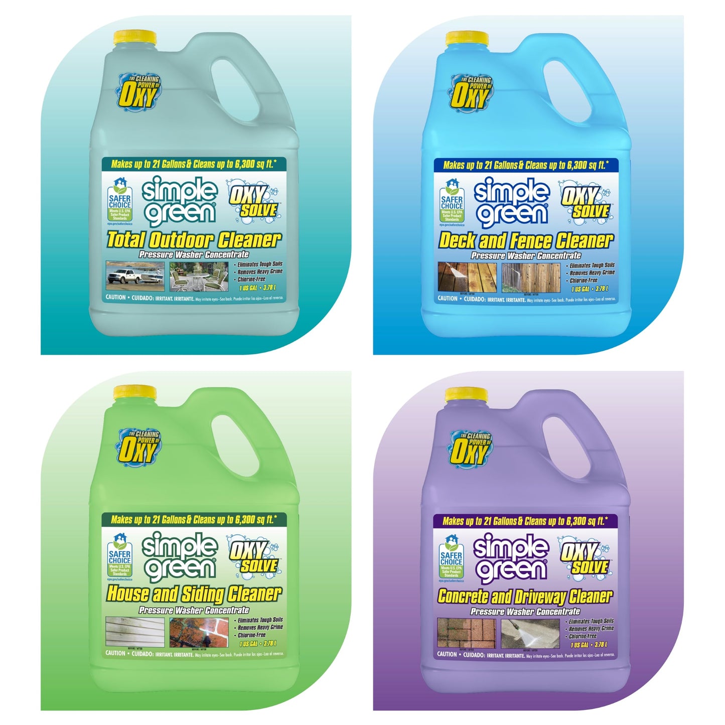 Simple Green Oxy Solve Concrete and Driveway Pressure Washer Cleaner - Removes Stains from Mold, Mildew and Oil on Garage Floors, Sidewalks, Walkways & Driveways - Concentrate 1 Gal.