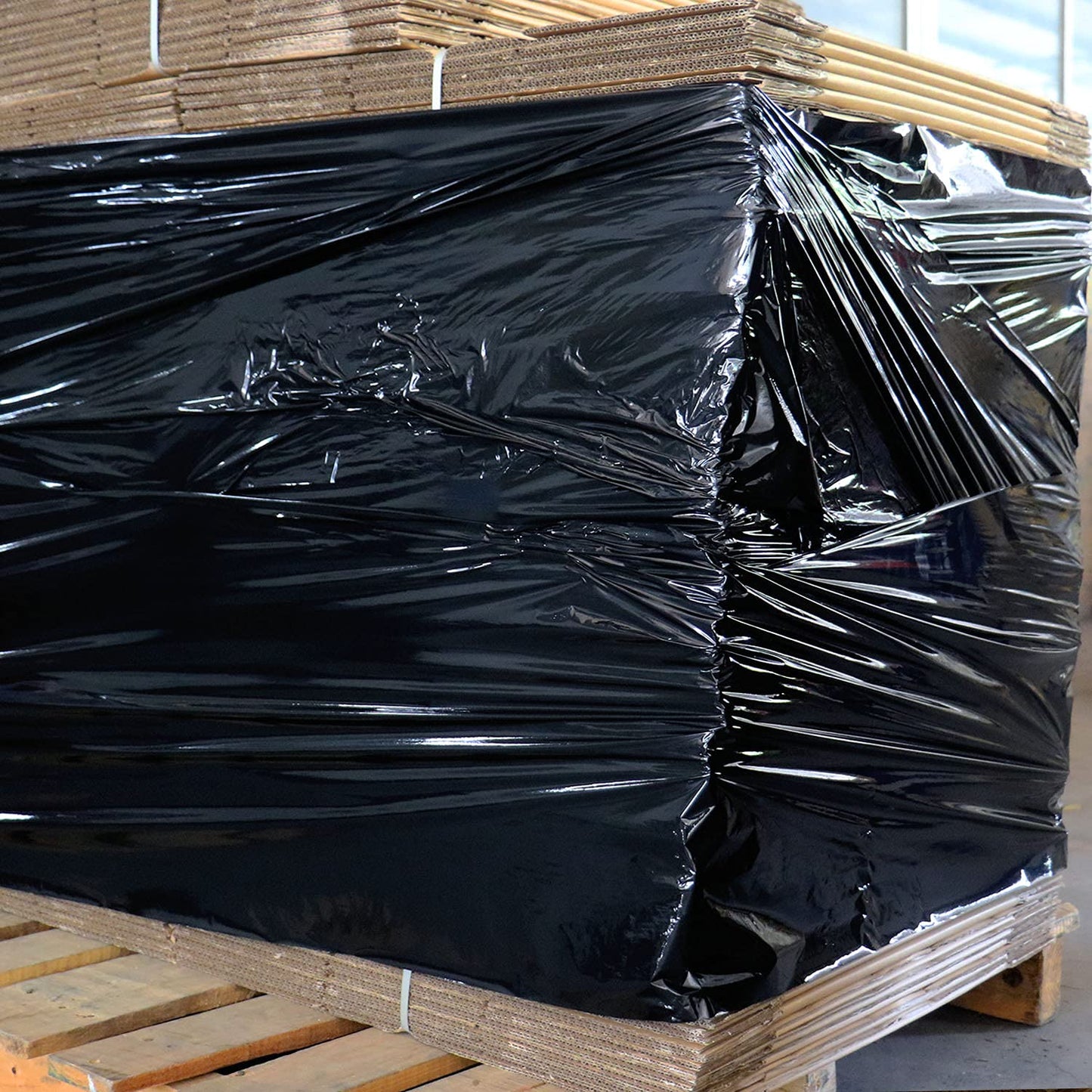 BOMEI PACK Black Stretch Wrap with Handle, Plastic Wrap 40cm x 250m, 2 Packs with Rotatable Sleeve