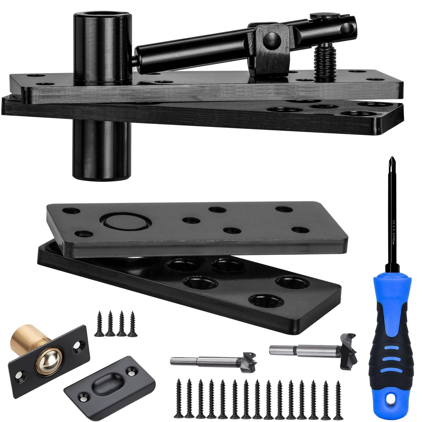 Hidden Pivot Hinge, 600LBS Load-Bearing,Thickened Solid Steel-Heavy Duty Hardware for Bookcase, Murphy Door Kit 360 Rotation Invisible Hinges for Secret Door,Bookcase, Shelf Doors
