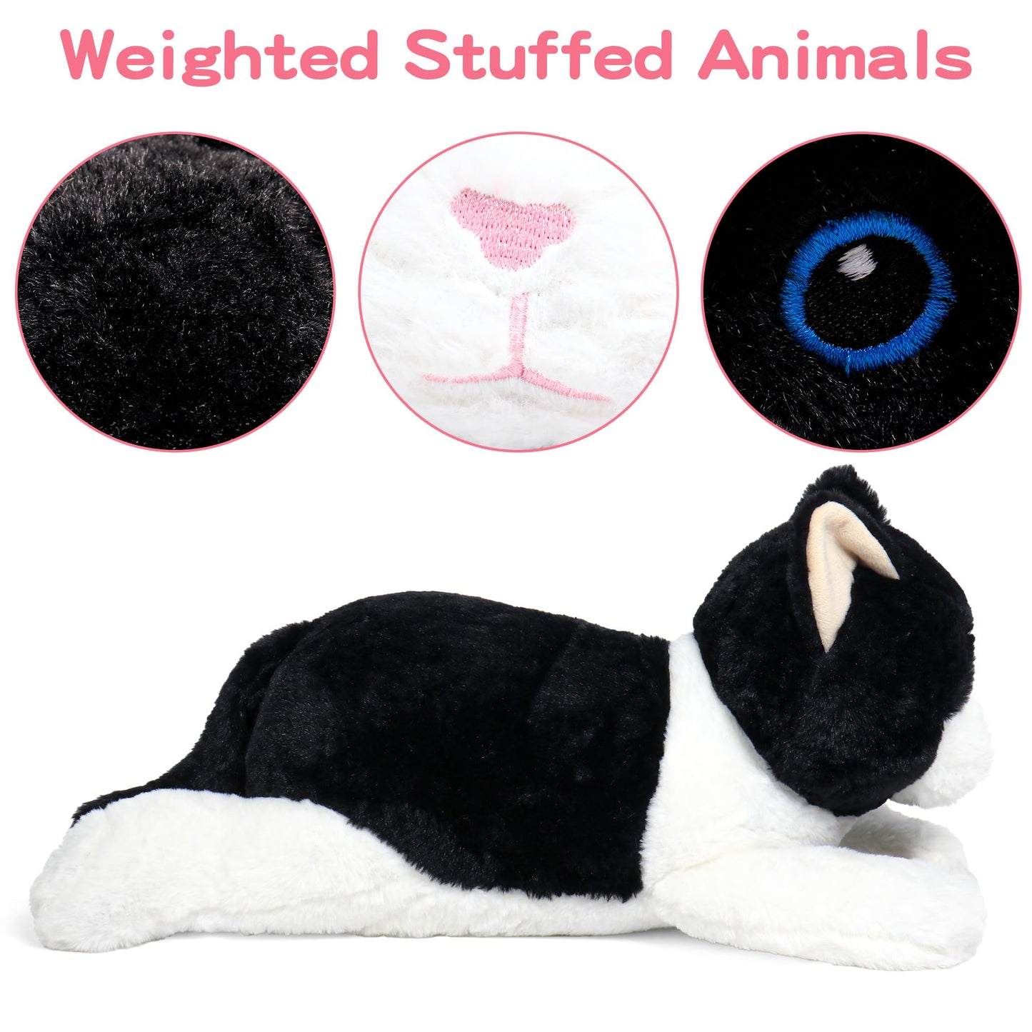 5 lbs, 27 inches Cat Weighted Stuffed Animals, Cuddly Weighted Cat Plush Pillow Giant Plushie Ideal Gift for Adults & Kids