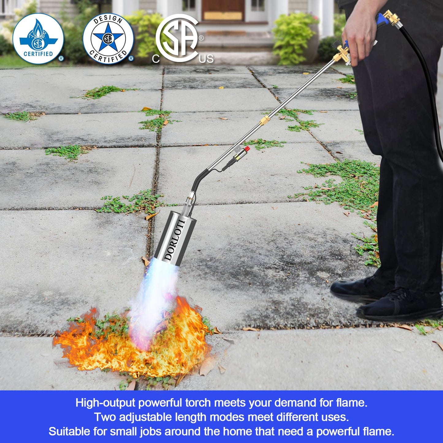 Propane Torch Weed Burner Kit, High Output with Long/Short Mode,12.5FT Hose Heavy Duty Blow Torch Flamethrower with Self Igniter and Turbo Trigger for Weeding,Roofing,BBQ(34.8")