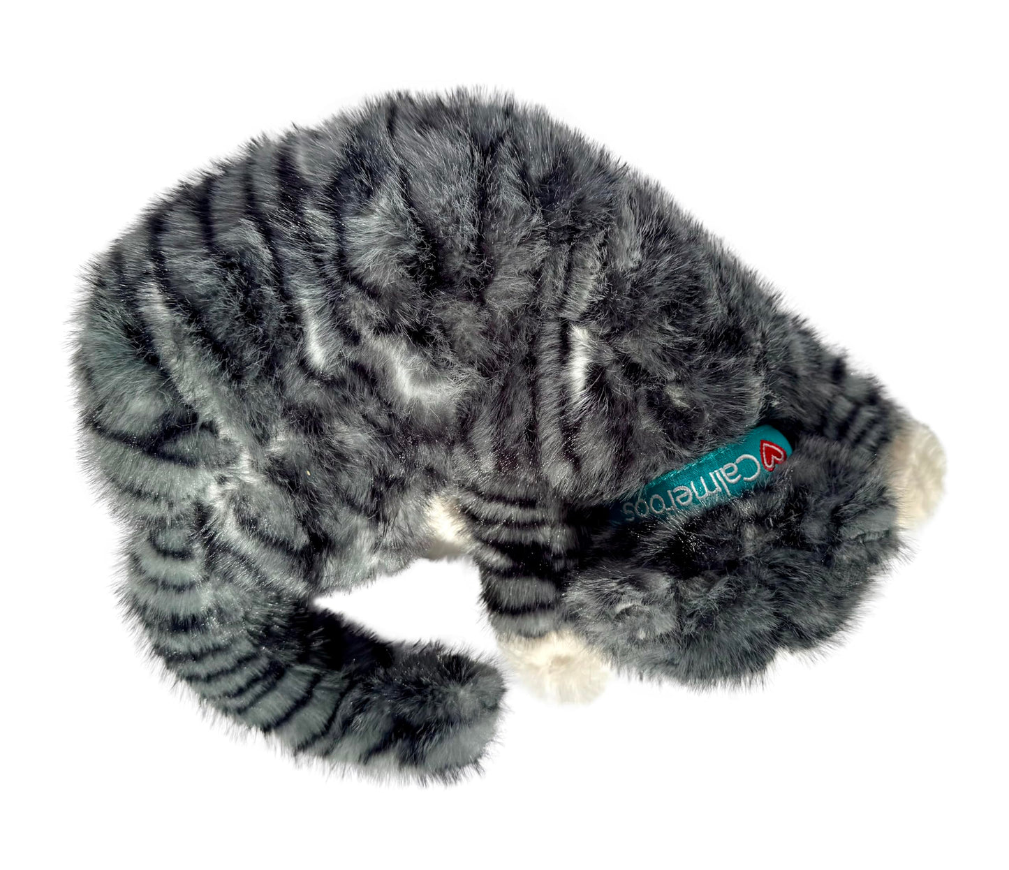Calmeroos Plush Heartbeat Toy Canadian-Owned Company Sleep Aid Puppy Kitten Anxiety Relief Soother Dogs Cats Cuddle Calming Behavioral Aid for Pets (Grey Stripe)