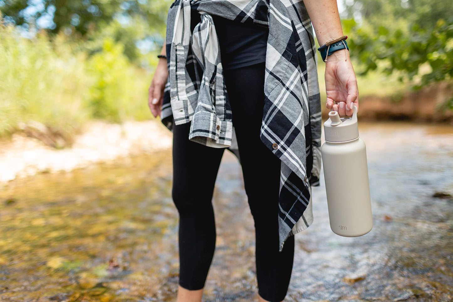 Simple Modern Water Bottle with Straw and Chug Lid | Insulated Stainless Steel for Sports Gym | Summit Collection | 32oz | Almond Birch