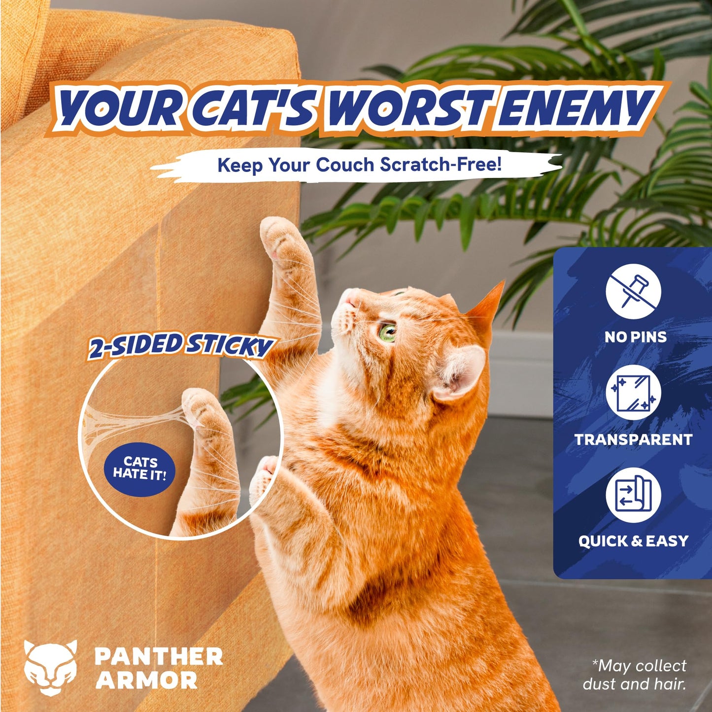 Panther Armor 25-Pack Mega Pack Anti Cat Scratch Deterrent & Training Tape - Protect Couch from Pets - Furniture Protectors - Sticky Tapes
