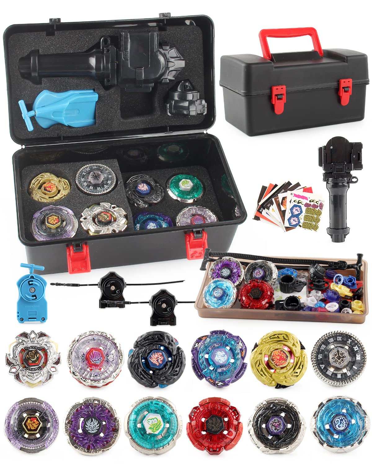 Battling Top Toy Set 12 Spinning Tops 3 Launchers Metal Fusion Gyro Game with Portable Storage Box Gift for Kids Children Boys Ages 6+…