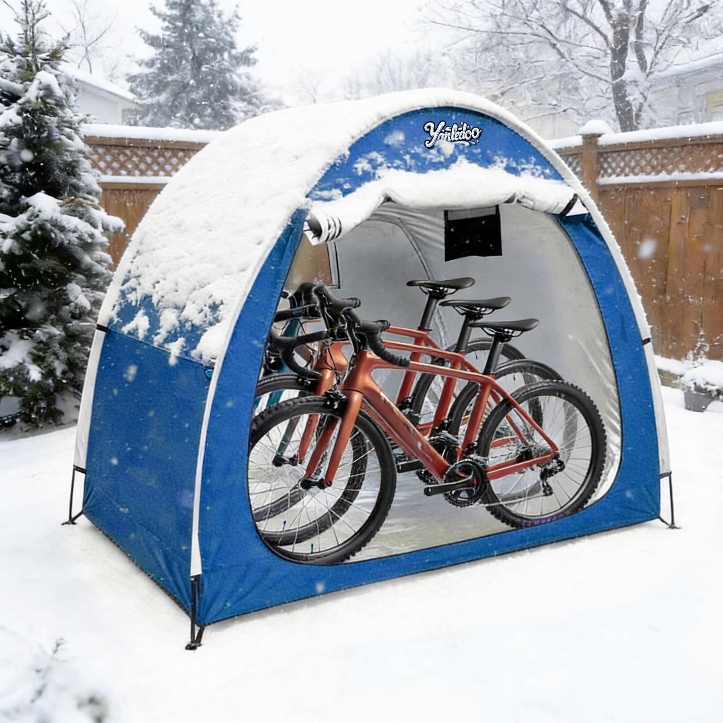 Yanledoo Bike Tent with Protective Cover & Water Strap – Heavy-Duty 210D Oxford Fabric Bicycle Shelter – Waterproof Outdoor Storage Tent for 2-3 Bikes, Portable & Windproof (Royal Blue)