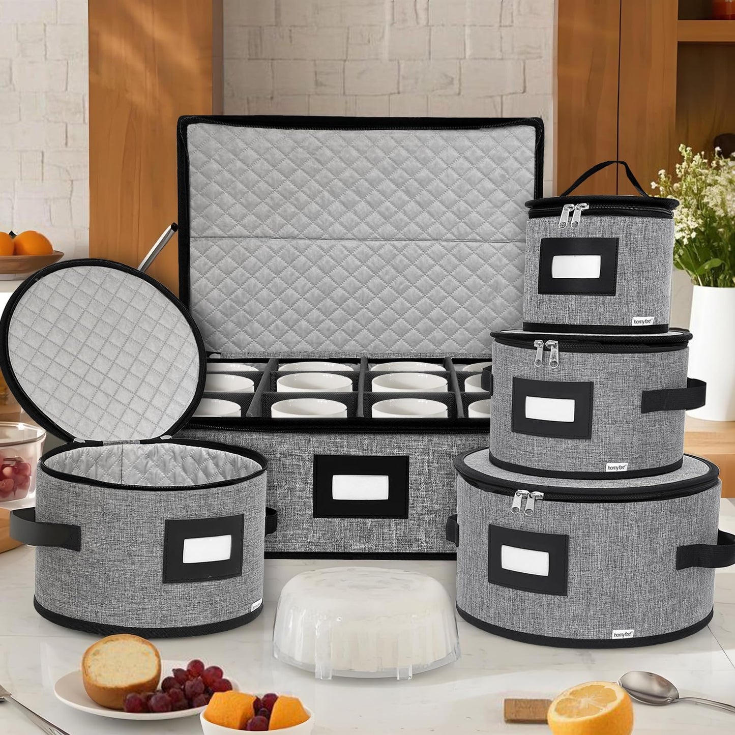 homyfort China Storage Containers, Hard Shell for Plates, Moving Boxes for Dishes, Cups, Mugs, Tableware Moving Supplies for Kitchen Organization- 5-Piece Set (5-piece set)