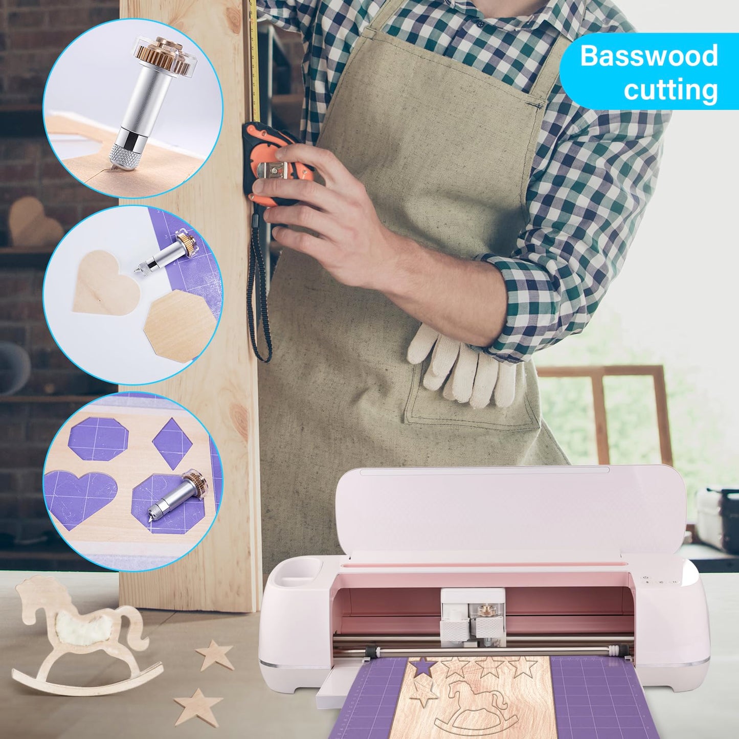 Knife Blade and Drive Housing Works for Maker4/3/Maker, Giftgorde Knife Blade and Drive Housing Perfect for Wood, Mat Board, Chipboard,Leather and More,Create Models, Leather Goods,Puzzles