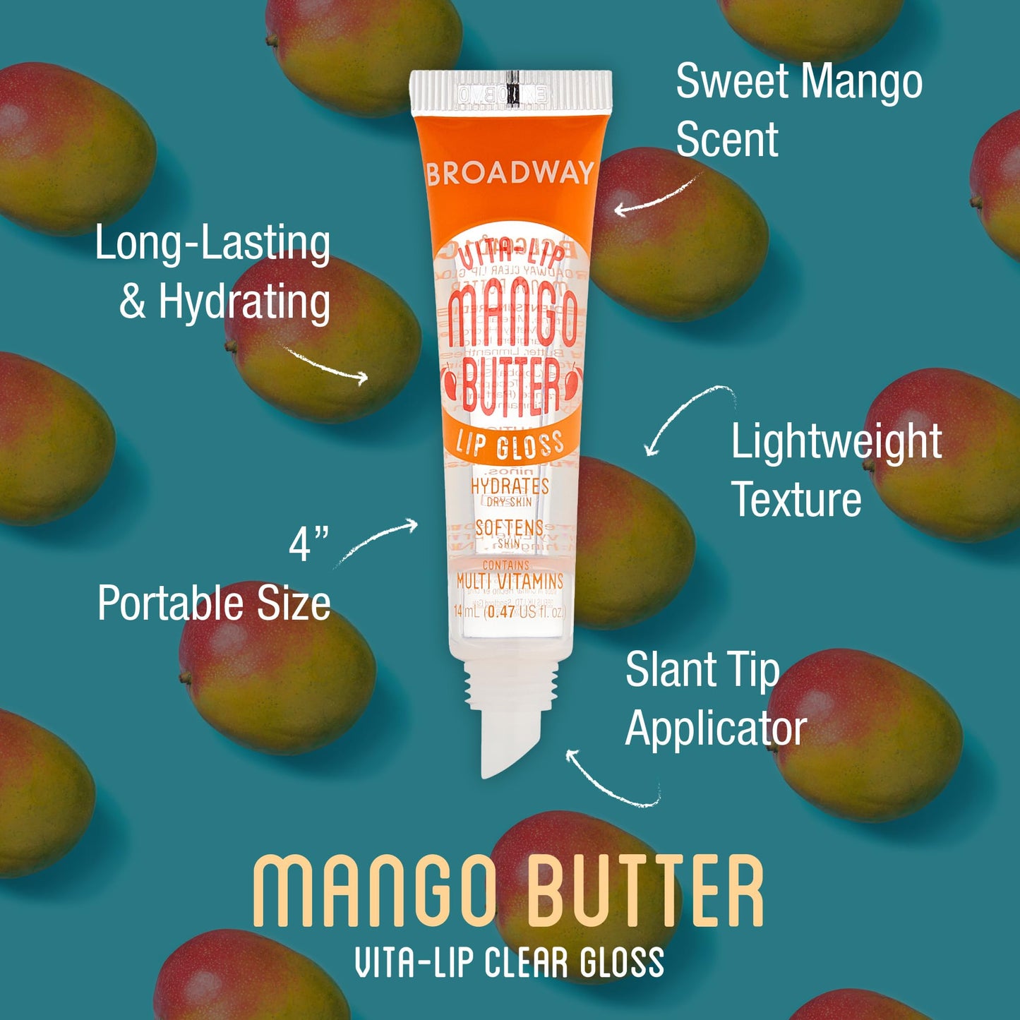 Broadway Vita-Lip Clear Lip Gloss Box Display Set (Mango Butter)