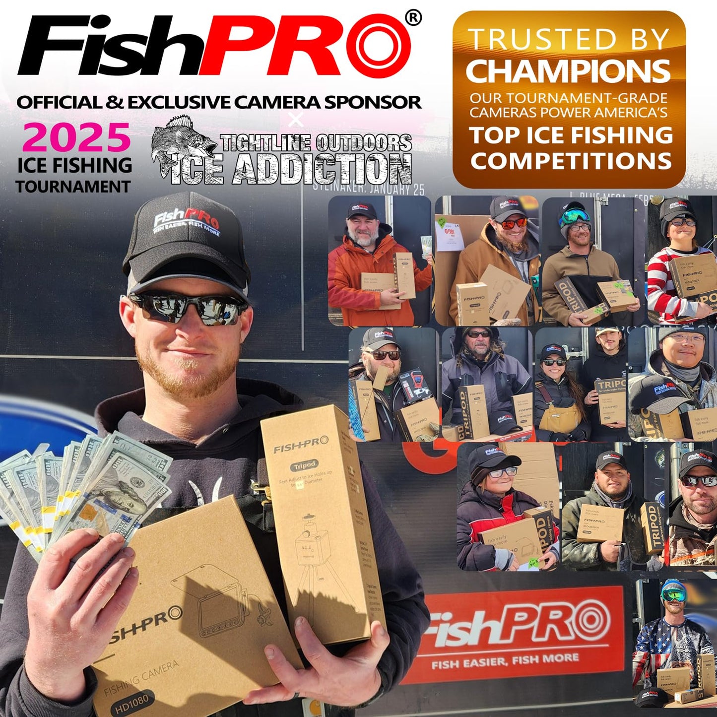 2026 Underwater Fishing Camera - FishPRO® 4.3'' 5,000mAh, (NO Need Learn) Ice Fishing Camera Fish Finder Gift for Men, 3-Grade IR, USB-C, 1000TVL, 50ft Cable, (Easy to Use for Any Age) Ice Fish Camera