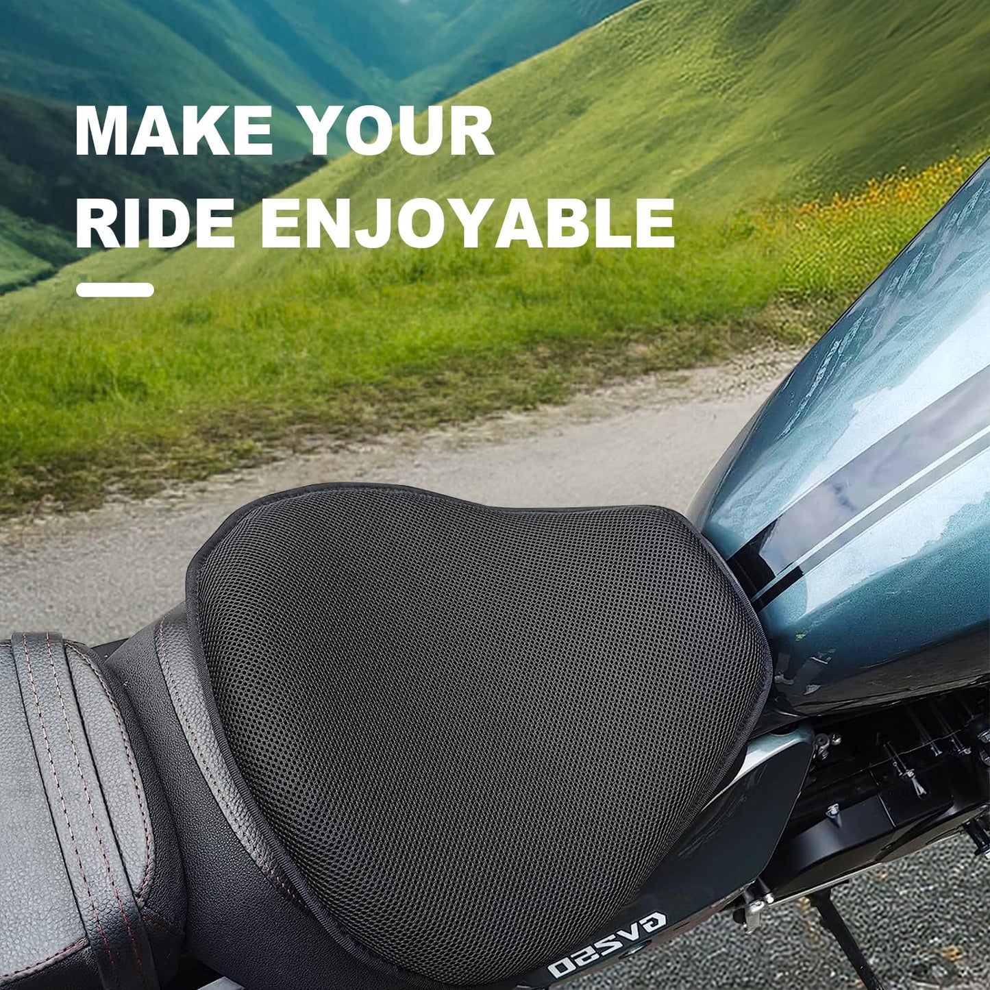 Motorcycle 3D Honeycomb Shock-Absorbing seat Cushion & Cushion Cover, Hollow and Breathable, Hel Material is Compressive, Non-Breaking, Non-Hardening, Soft and Comfortable
