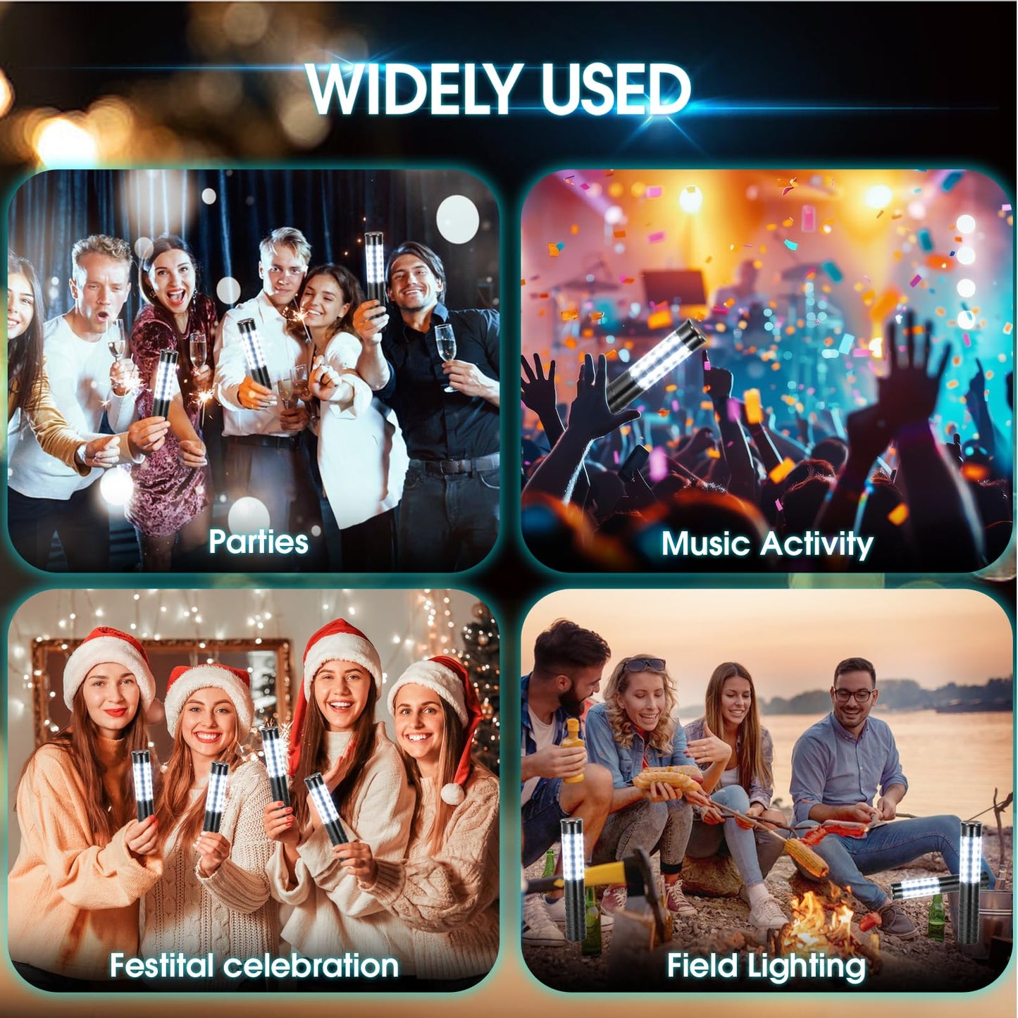 ZSSXOLED 2 PCS LED Strobe Baton Light Rechargeable LED Bottle Service Light Reusable Handheld Champagne Bottle LED Light for Party Nightclub Bar Concert Event Festival Outdoor Activity (Silver&Black)