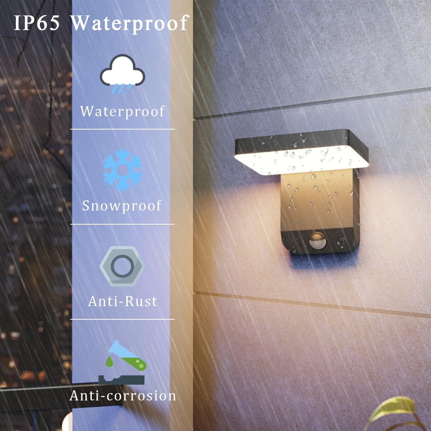 Coinmit 2 Pack Motion Sensor Outdoor Wall Light,Modern LED Black Motion Outdoor Light IP65 Waterproof Exterior Wall Sconces for Garage Porch 3000K