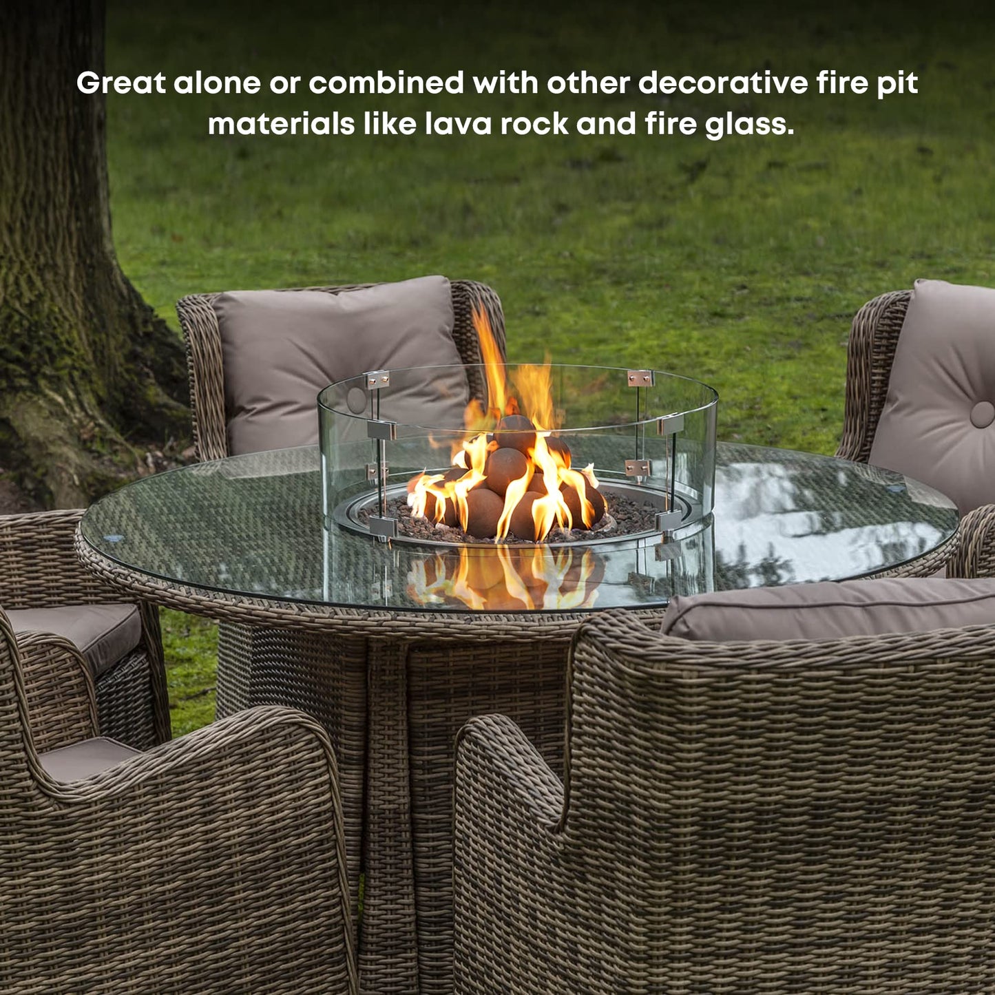 Stanbroil Ceramic Fire Balls - 3” Round Fire Stones for Fire Pit Fire Bowl and Fireplace - Set of 15, Black