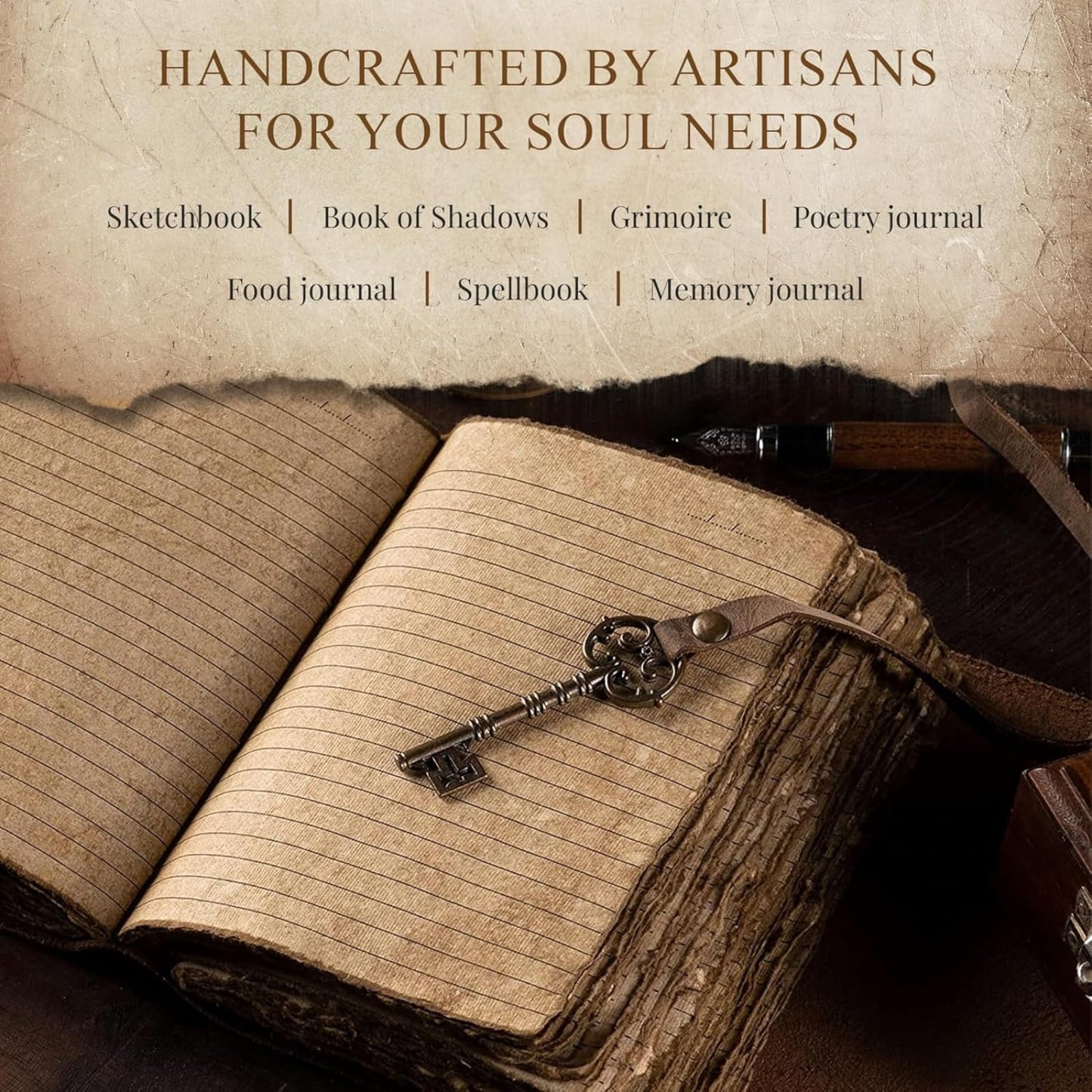 NomadCraftsCo. Vintage Leather Journal for Men & Women With Lined Pages and Key– 9 in x 6 in Leather Bound Writing Notebook for Journaling, Notes & Sketching